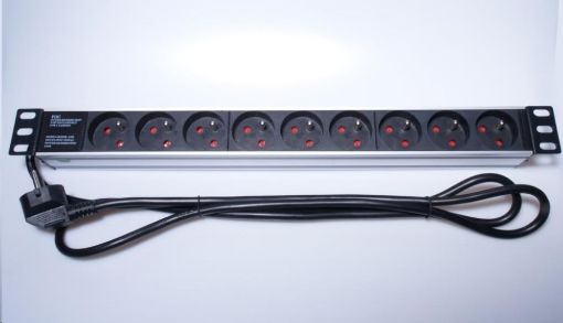 Obrázek PremiumCord Panel napájecí do 19" racku 1U, 9x230V, 2m kabel