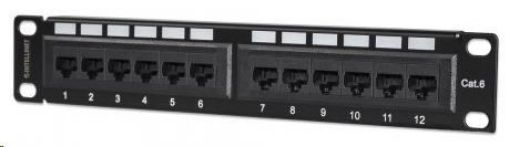 Obrázek Intellinet Patch Panel, 10", Cat6, 12-Port, UTP, 1U, černý