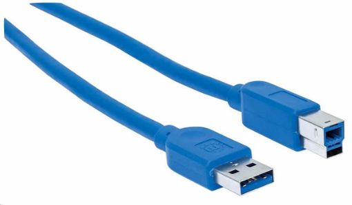 Obrázek Manhattan USB kabel, USB-A Male na USB-B Male, USB 3.0, 5 Gbps, 0.5m, modrá