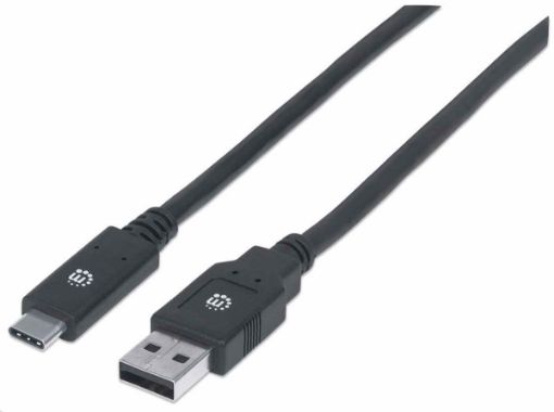 Obrázek Manhattan USB kabel, USB 3.2 Gen 1, USB-A Male na USB-C Male, 5 Gbps, 2m, černá