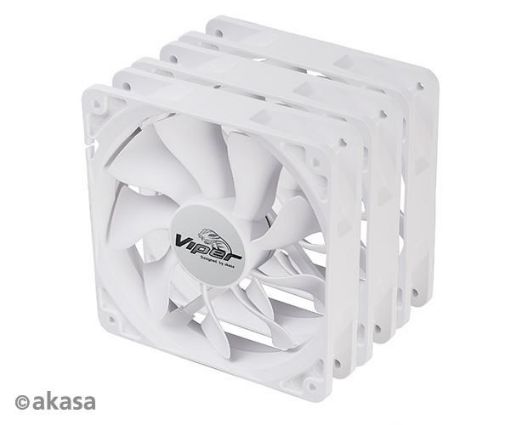 Obrázek AKASA ventilátor Viper, White Fan 12cm, 120x120x25mm, HDB, 4 pin PWM, 3ks v balení, bílá