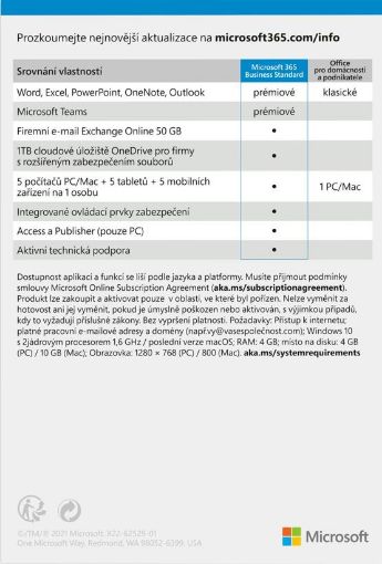 Obrázek Microsoft 365 Business Standard CZ (1rok)