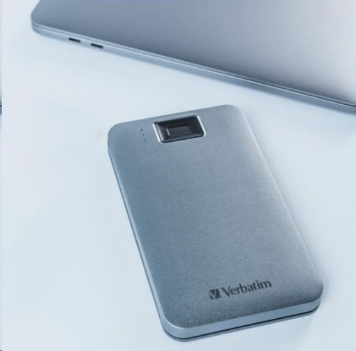 Obrázek VERBATIM externí HDD 2TB, Executive Fingerprint Secure, USB 3.2 Gen 1 / USB-C, šedá