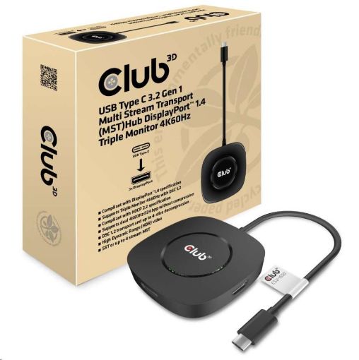 Obrázek Club3D Video hub MST (Multi Stream Transport) USB-C 3.2 Gen1 na 3x DisplayPort 1.4 4K60Hz