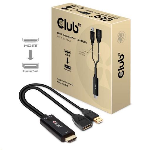 Obrázek Club3D adaptér aktivní HDMI na DisplayPort 4K60Hz, M/F