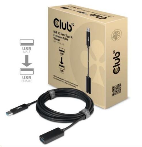 Obrázek Club3D Kabel prodlužovací USB 3.2 Gen2 (M/F) 10Gbps, 5m