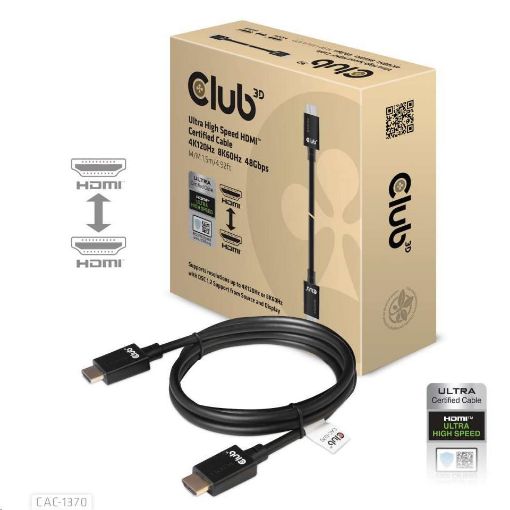 Obrázek Club3D Adaptér HDMI 2.1 Ultra Rychlý HDMI™ Certifikovaný 4K120Hz, 8K60Hz, 48Gbps (M/M 1.5 m/4.92 ft), 28 AWG