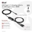 Obrázek Club3D nabíjecí kabel USB Type-C, Y charging cable to 2x USB Type-C max. 100W, 1.83m/6ft M/M