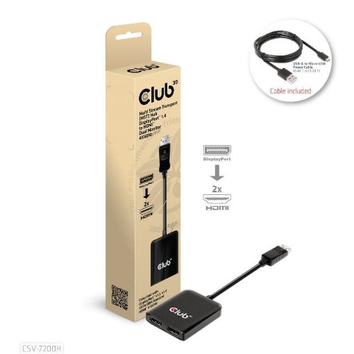 Obrázek Club3D hub MST (Multi Stream Transport) DisplayPort 1.4 na 2xHDMI Dual Monitor 4K60Hz (M/F)