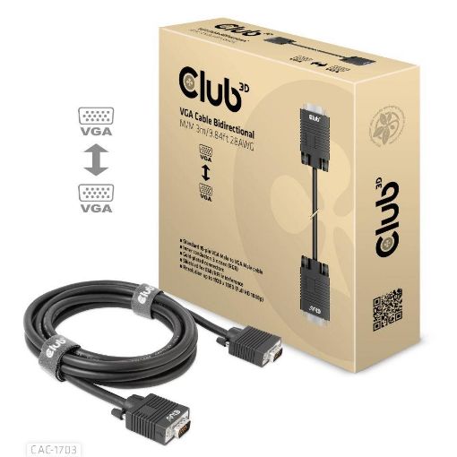 Obrázek Club3D kabel oboustranný VGA, M/M, 28AWG, 3m