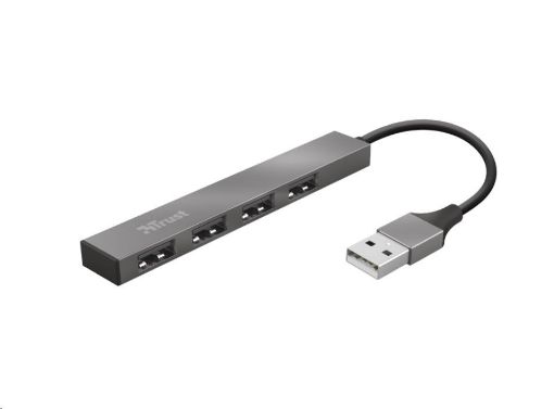 Obrázek TRUST rozbočovač HALYX, Aluminium 4-Port Mini USB Hub, 10cm