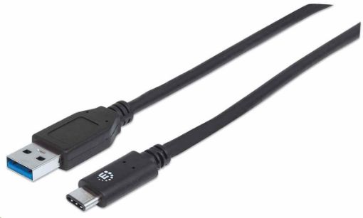 Obrázek Manhattan USB kabel, USB 3.1 Gen 2, USB-A Male na USB-C Male, 10 Gbps, 50cm, černá