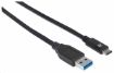 Obrázek Manhattan USB kabel, USB 3.1 Gen 2, USB-A Male na USB-C Male, 10 Gbps, 50cm, černá