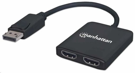 Obrázek Manhattan rozbočovač, MST hub DisplayPort na Dual HDMI (M/F), černá