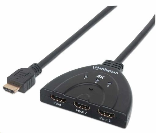 Obrázek Manhattan HDMI přepínač, 4K 3-Port HDMI Switch, 4K@60Hz, USB Powered, černá