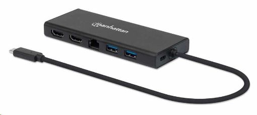 Obrázek Manhattan adaptér USB-C na Dual HDMI Multiport, USB 3.2 Gen 1, černá