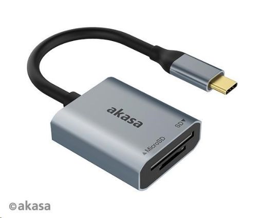 Obrázek AKASA čtečka karet AK-CR-10BK (SD, microSD), externí, USB 3.2 Type-C