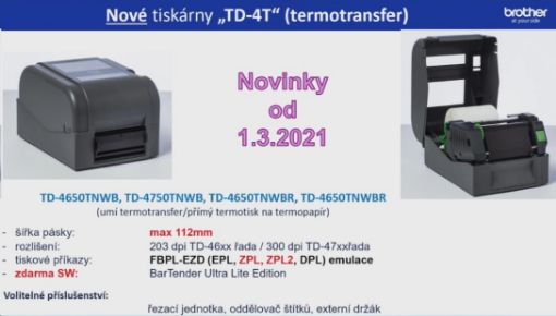 Obrázek BROTHER tiskárna štítků TD-4650TNWB (tisk štítků, 203 dpi, max šířka štítků 112 mm) USB,LAN,WiFi,Bluetooth,RS-232C