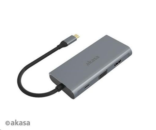 Obrázek AKASA adaptér USB Type-C 9-in-1 Dock (PD Type-C, HDMI, VGA, 3 x USB 3.0 Type-A, RJ45, SD and Micro SD Card Reader)