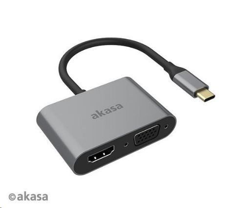 Obrázek AKASA adaptér USB-C 2-in-1 (single or dual display output, HDMI & VGA)