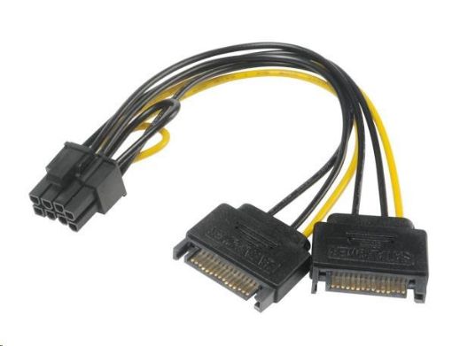 Obrázek AKASA adaptér napájecí na 6+2pin PCIe (2xSATA male power to a 6+2pin PCIe female connector)