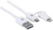 Obrázek MANHATTAN i-Lynk Charge/Sync Cable, USB A to micro-USB and 8-pin, 1m (3.3 ft.) bílý/white