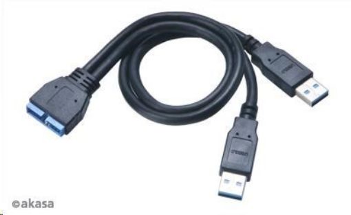 Obrázek AKASA adaptér MB externí, na 2x USB 3.0, kabel, 30 cm