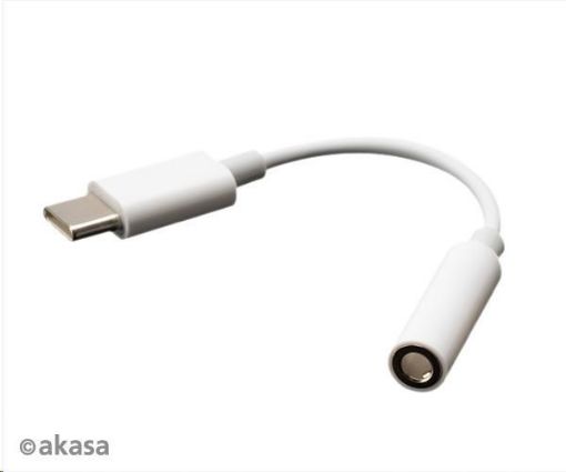 Obrázek AKASA adaptér USB Type-C na 3.5 mm headphone jack adapter, 10cm, bílá