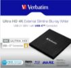 Obrázek VERBATIM externí mechanika Ultra HD 4K Blu-ray External Slimline Writer (USB 3.1, USB-C) + zdarma 25GB médium +NERO