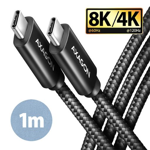 Obrázek AXAGON BUCM432-CM10AB, NewGEN+ kabel USB-C <-> USB-C, 1m, USB4 Gen 3×2, PD 100W 5A, 8K HD, ALU, oplet, černý