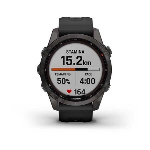 Obrázek Garmin fenix 7s Sapphire Solar, Titan Carbon Gray/ Black Silicone Band