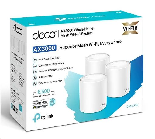 Obrázek TP-Link Deco X50(3-pack) WiFi6 Mesh (AX3000,2,4GHz/5GHz,3xGbELAN/WAN)