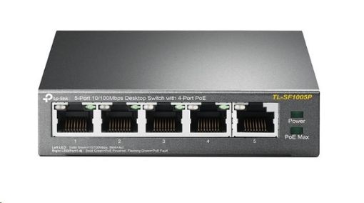 Obrázek TP-Link switch TL-SF1005P (5x100Mb/s, 4xPoE+, 67W, fanless)