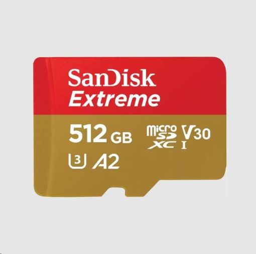 Obrázek SanDisk micro SDXC karta 512GB Extreme (190 MB/s Class 10, UHS-I U3 V30) + adaptér