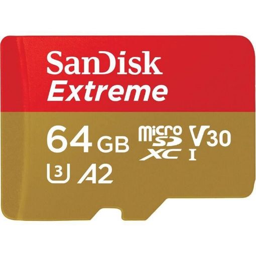 Obrázek SanDisk micro SDXC karta 64GB Extreme Action Cams and Drones (170 MB/s Class 10, UHS-I U3 V30) + adaptér