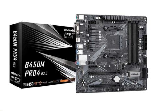 Obrázek ASRock MB Sc AM4 B450M PRO4 R2.0, AMD B450, 4xDDR4, 1xHDMI, 1xDVI, 1xVGA, mATX