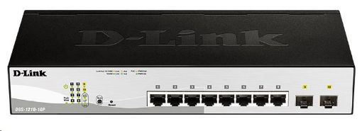 Obrázek D-Link DGS-1210-10P 10-port Gigabit Smart+ PoE Switch, 8x GbE PoE+, 2x SFP, PoE 65W, fanless