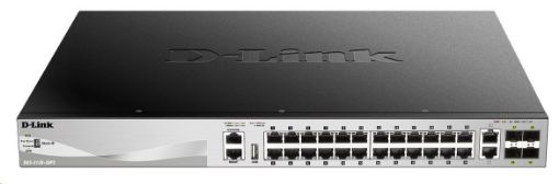 Obrázek D-Link DGS-3130-30PS/E L3 Stackable Managed Gigabit PoE Switch, 24x PoE gigabit, 2x 10GBASE-T, 4x SFP+, 370W PoE