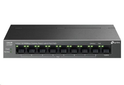 Obrázek TP-Link LiteWave switch LS109P (9x100Mb/s, 8xPoE+, 63W, fanless)