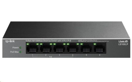 Obrázek TP-Link LiteWave switch LS106LP (6x100Mb/s, 4xPoE, 41W, fanless)