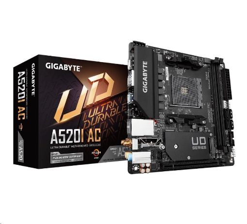 Obrázek GIGABYTE MB Sc AM4 A520I AC, AMD A520, 2xDDR4, 1xDP, 2xHDMI, WI-FI, Mini-ITX