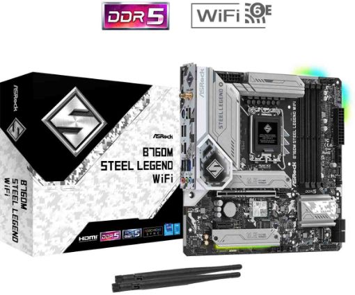 Obrázek ASRock MB Sc LGA1700 B760M STEEL LEGEND WIFI, Intel B760, 4xDDR5, 1xDP, 1xHDMI, WI-FI, mATX