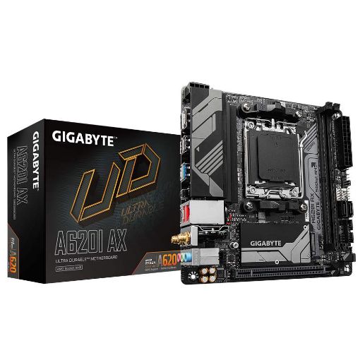 Obrázek GIGABYTE MB Sc AM5 A620I AX, AMD A620, 2xDDR5, 1xDP, 1xHDMI, WiFi, mini-ITX