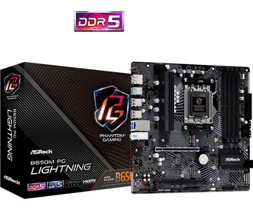 Obrázek ASRock MB Sc AM5 B650M PG LIGHTNING, AMD B650, 4xDDR5, 1xDP, 1xHDMI, mATX