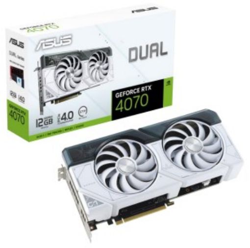 Obrázek ASUS VGA NVIDIA GeForce RTX 4070 DUAL WHITE 12G, 12G GDDR6X, 3xDP, 1xHDMI