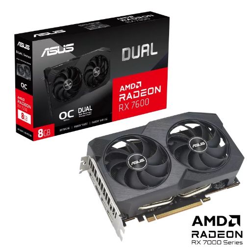 Obrázek ASUS VGA AMD Radeon RX 7600 DUAL V2 OC 8G, 8G GDDR6, 3xDP, 1xHDMI