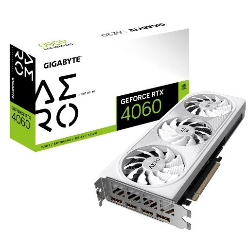 Obrázek GIGABYTE VGA NVIDIA GeForce RTX 4060 AERO OC 8G, 8G GDDR6, 2xDP, 2xHDMI