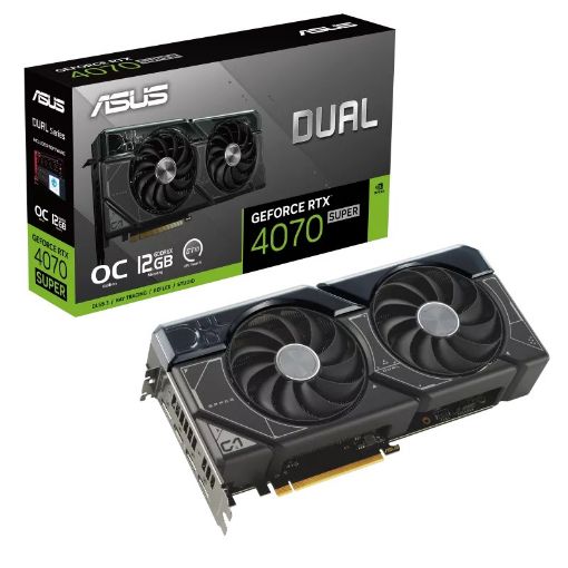 Obrázek ASUS VGA NVIDIA GeForce RTX 4070 SUPER DUAL OC 12G, 12G GDDR6X, 3xDP, 1xHDMI