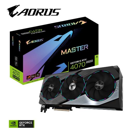 Obrázek GIGABYTE VGA NVIDIA GeForce RTX 4070 SUPER AORUS MASTER OC 12G, 12G GDDR6X, 3xDP, 1xHDMI