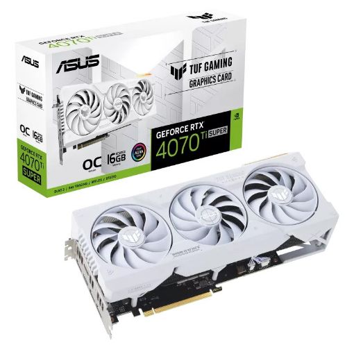 Obrázek ASUS VGA NVIDIA GeForce RTX 4070 Ti SUPER TUF GAMING WHITE OC 16G, 16G GDDR6X, 3xDP, 2xHDMI